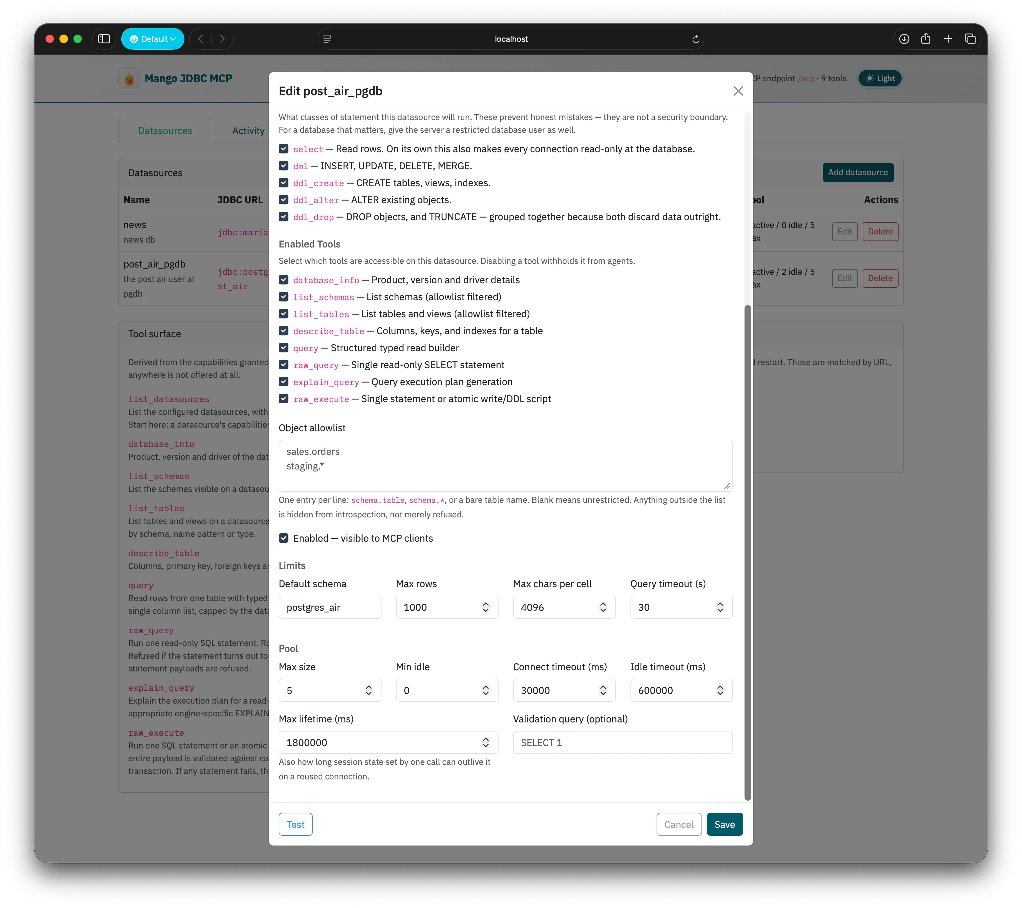 Datasource Configuration Modal